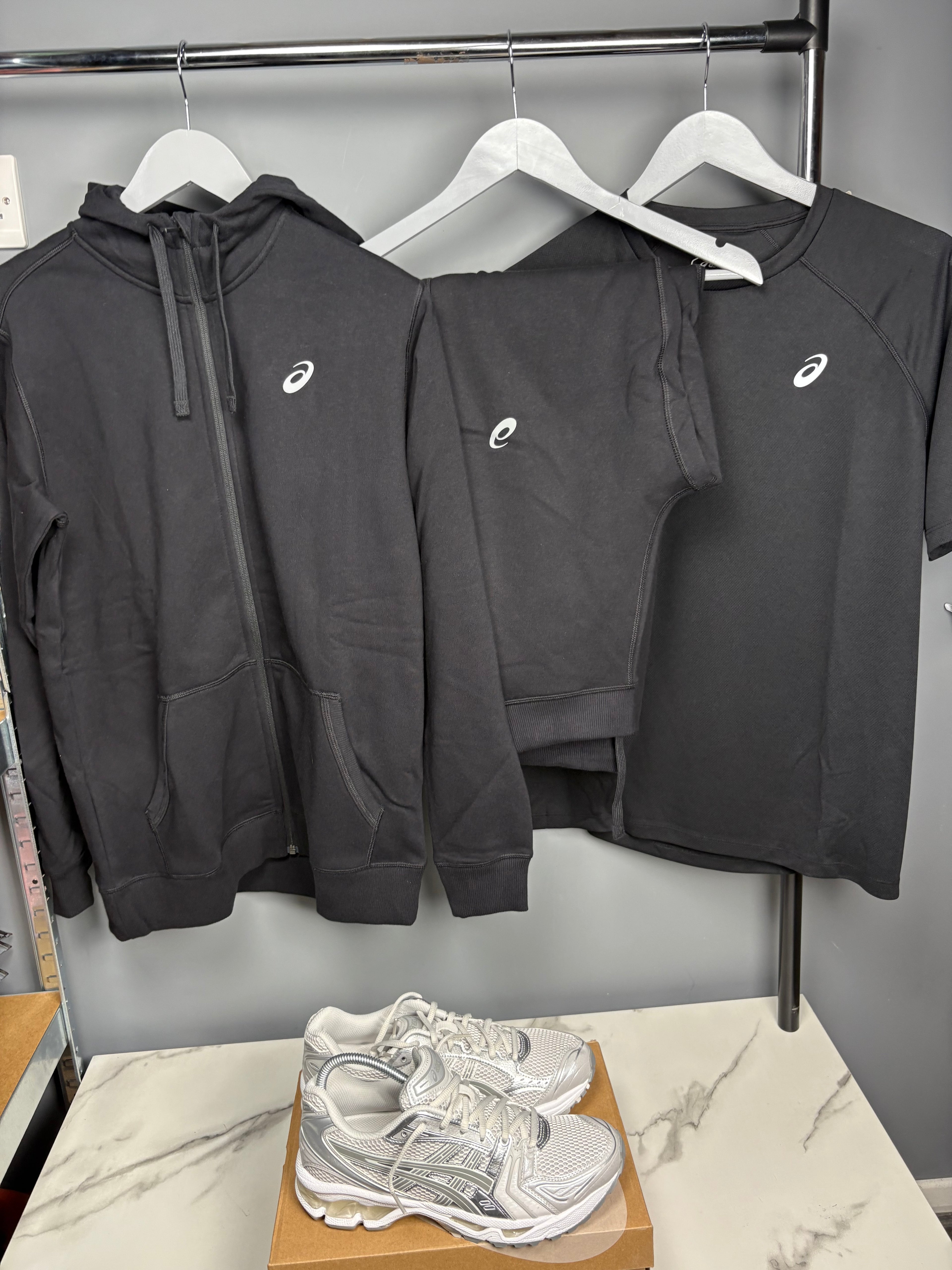Cotton black asics 3 piece set