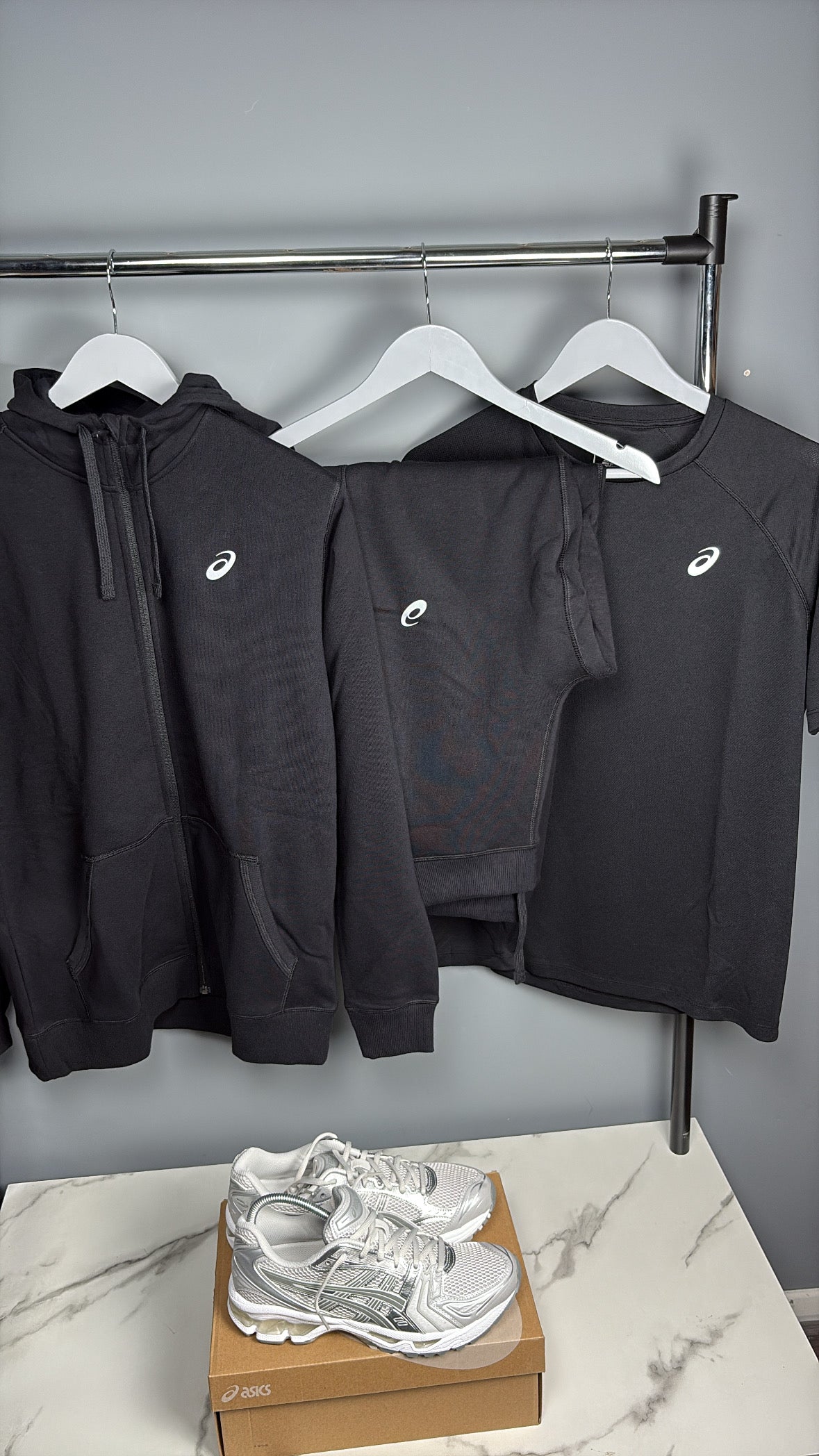Cotton black asics 3 piece set