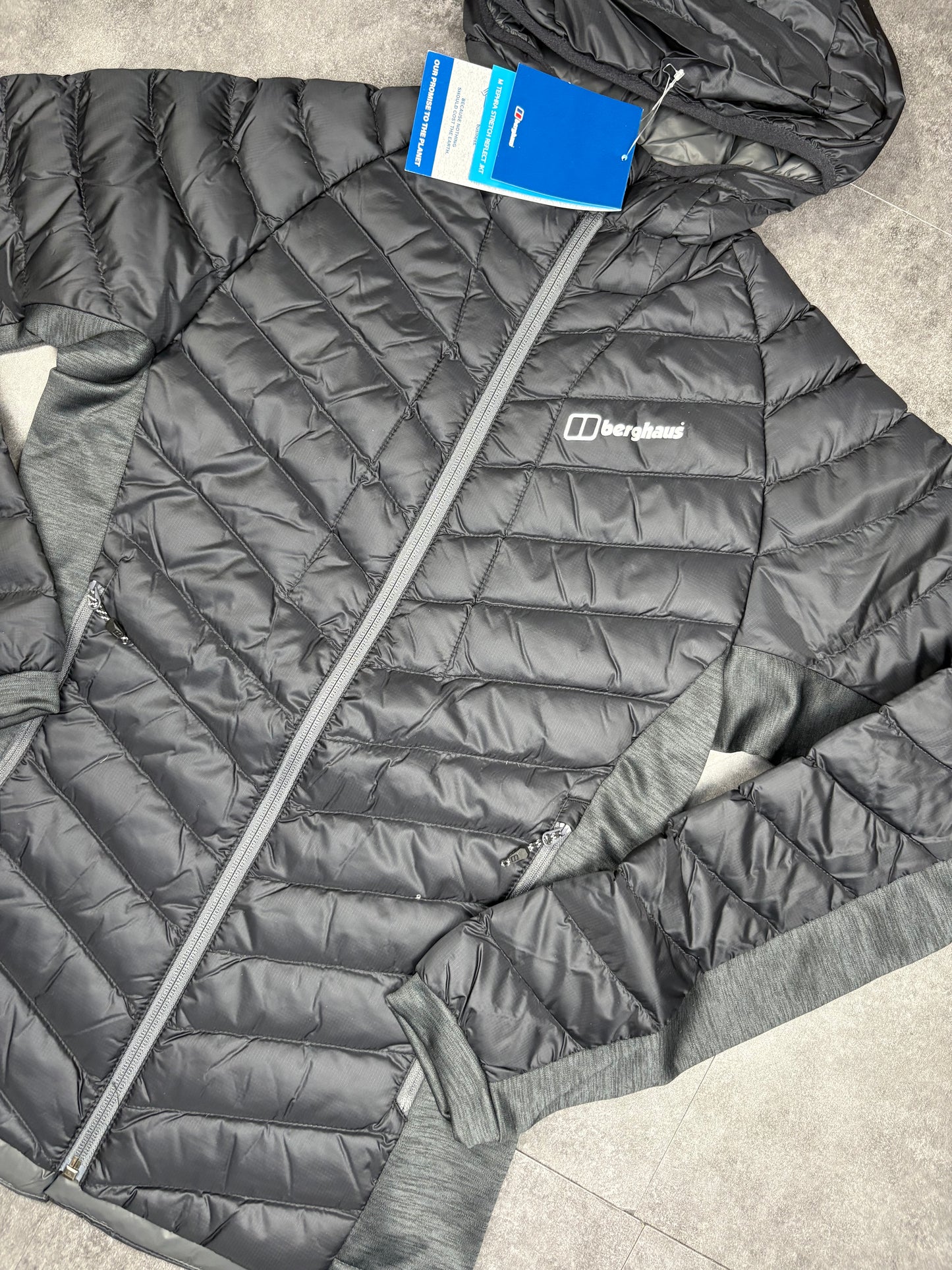 Mens black berghaus hybrid puffers