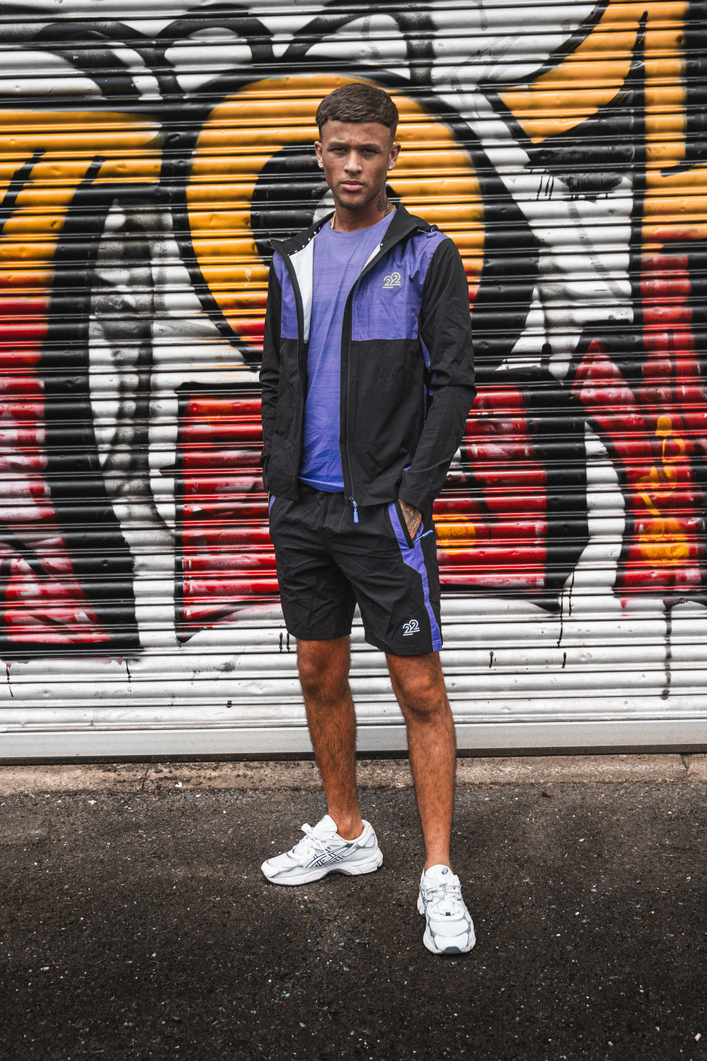 22Union graphic Cuban short set "purple/Black"