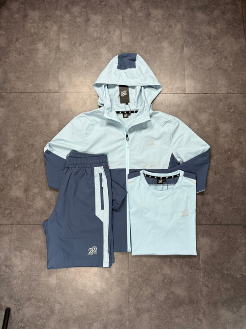 22Union Cuban short set "steel/sky blue"