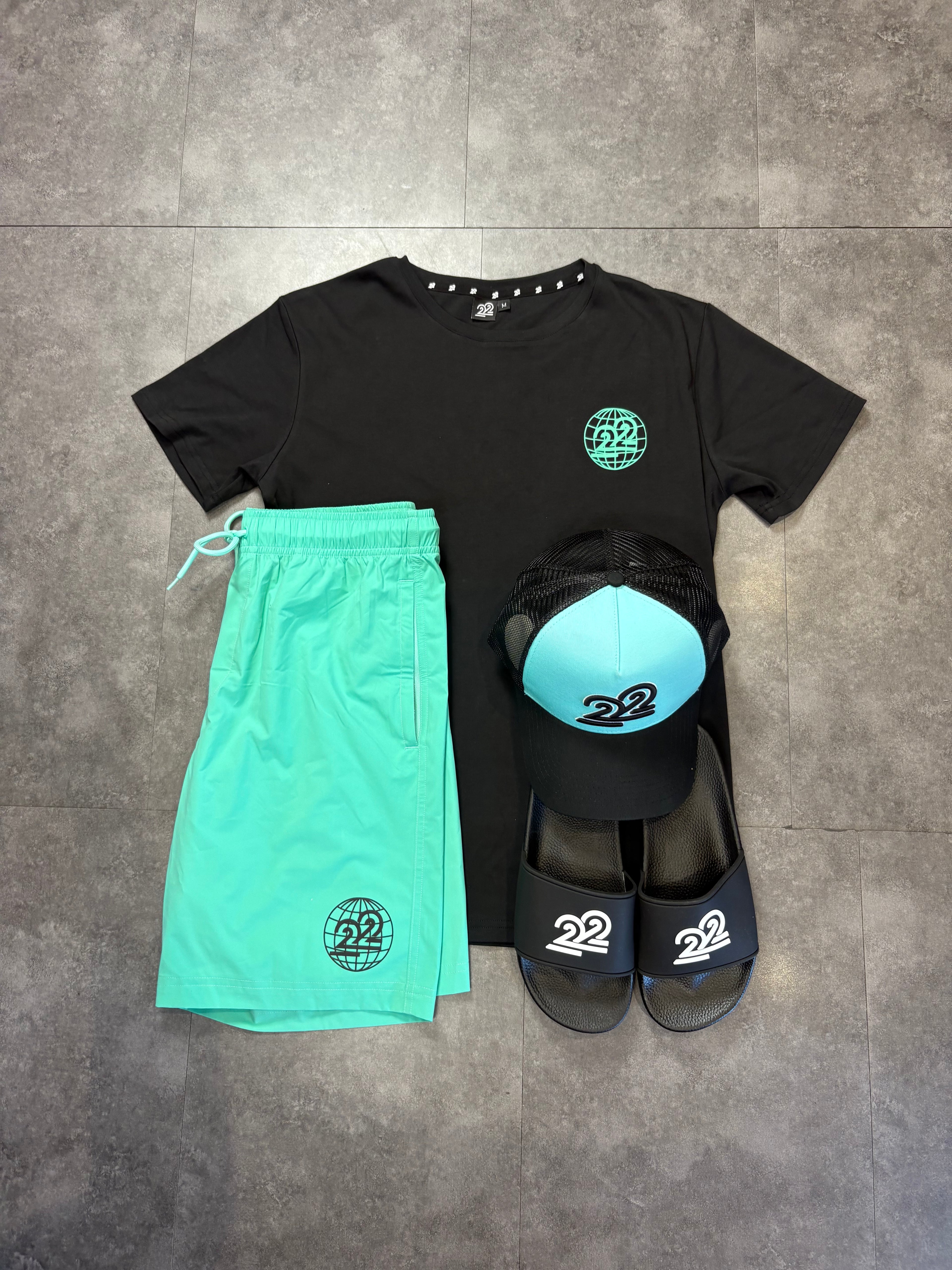 22Union swimshort set "Aqua/Black"