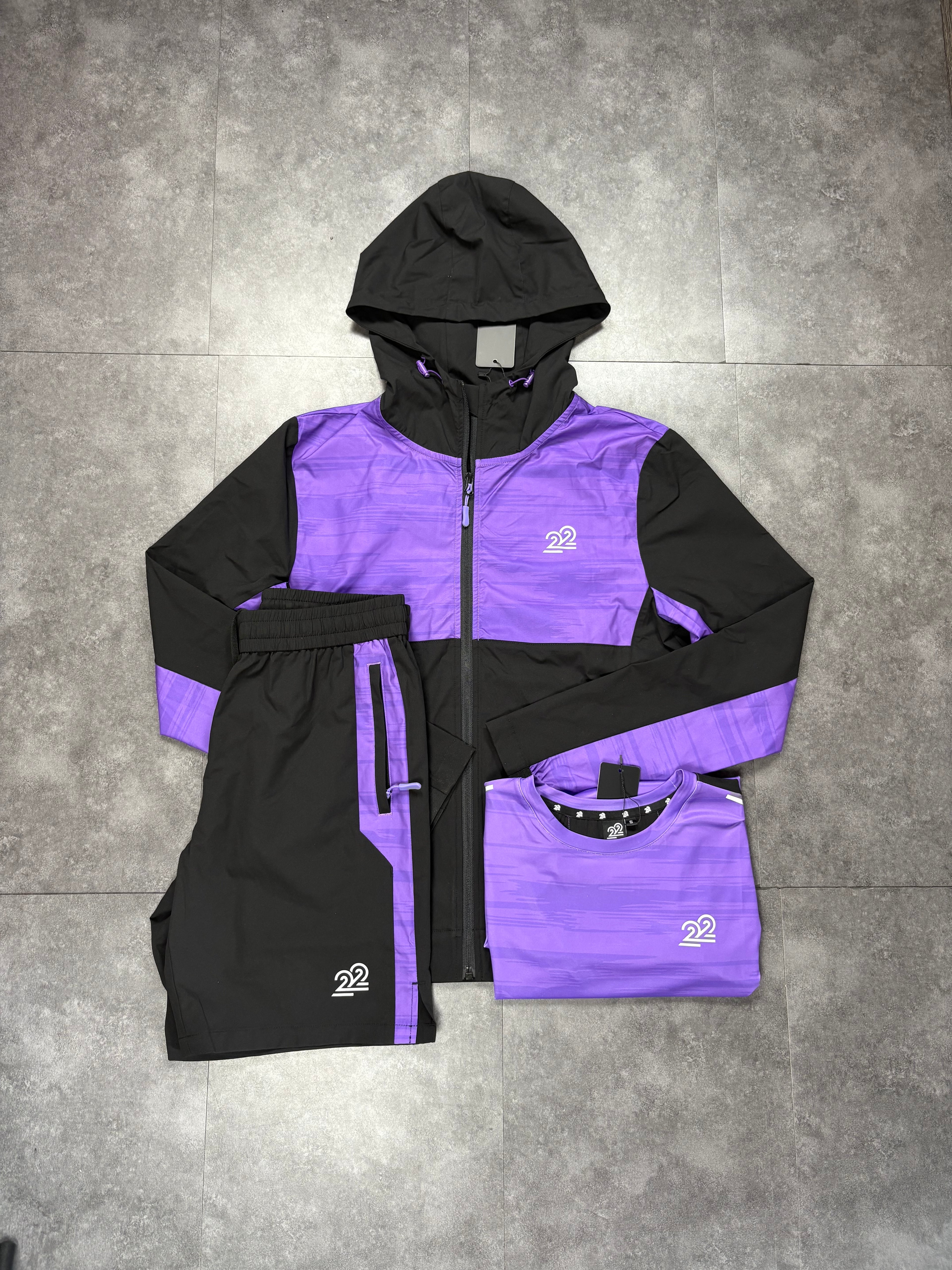 22Union graphic Cuban short set "purple/Black"