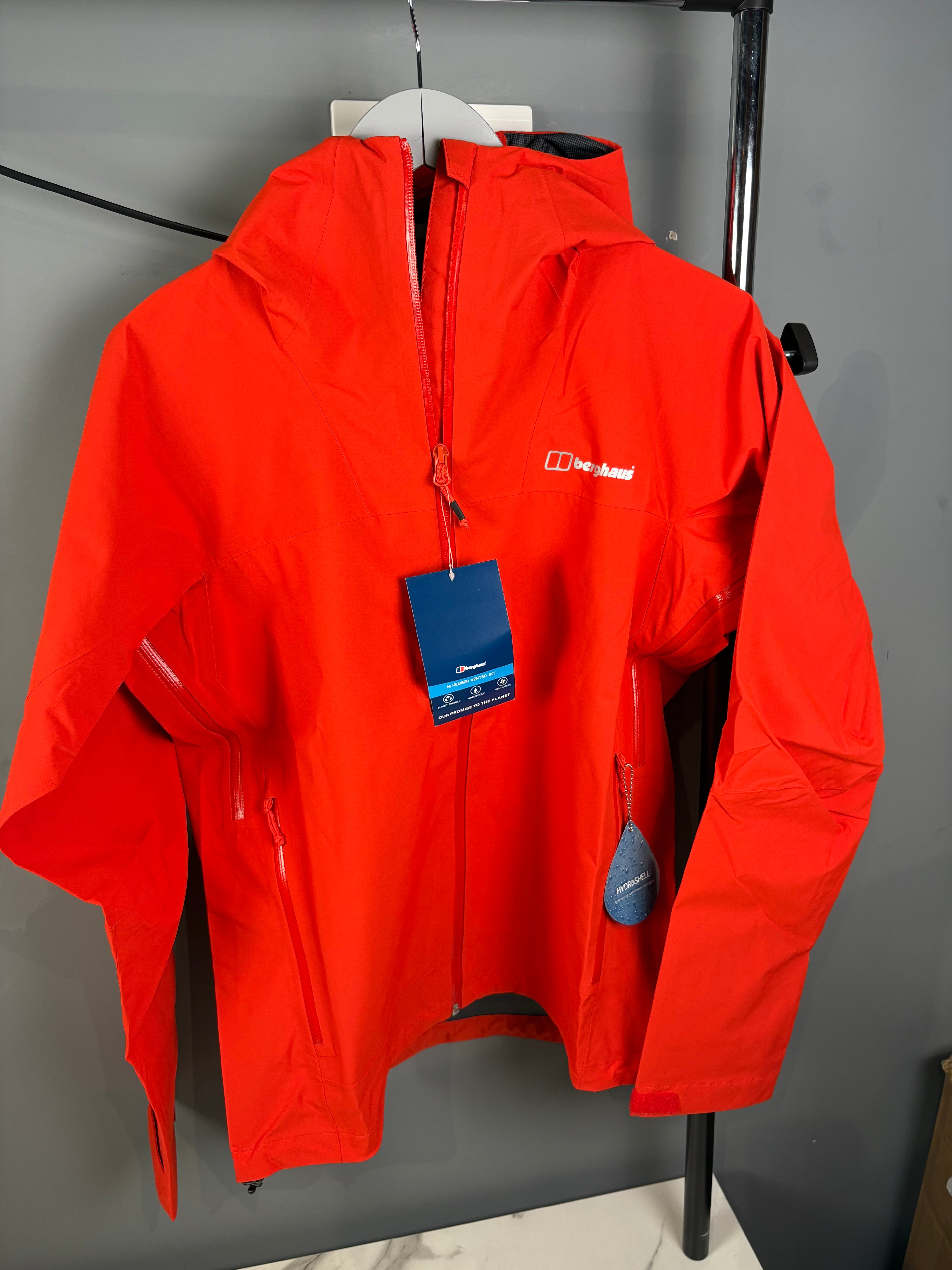 Lava red berghaus rainproof coat