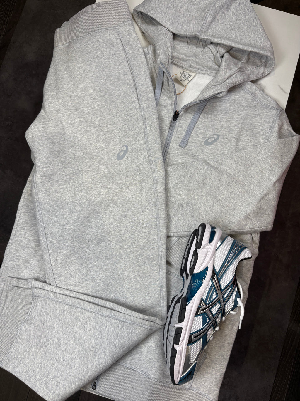 Mens grey asics fleece set
