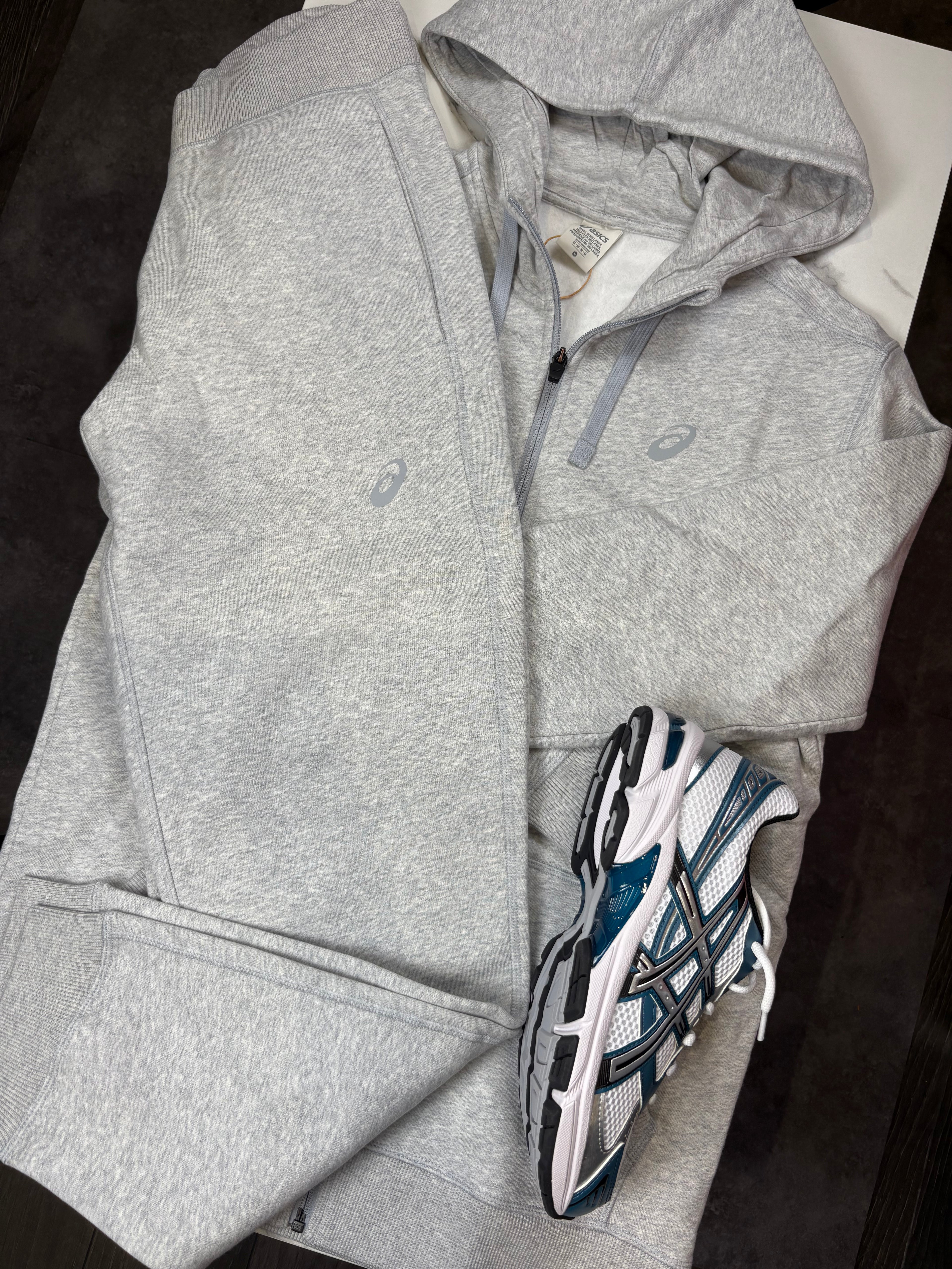 Mens grey asics fleece set