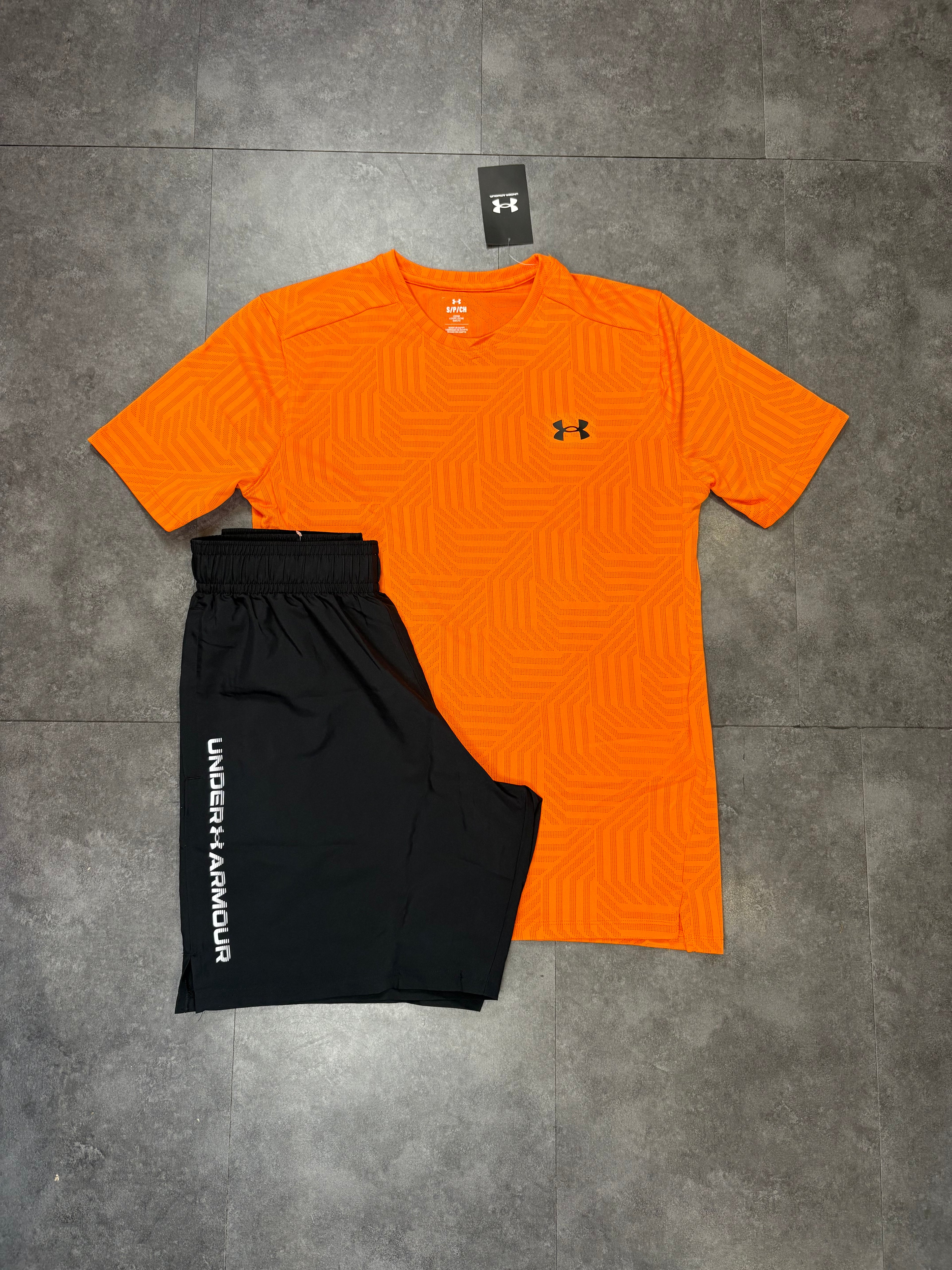 Under armour short set "orange/Black"