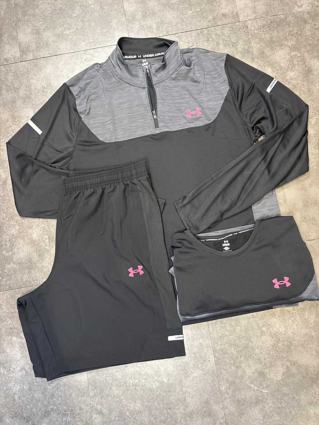 Under armour short set "pink/black"
