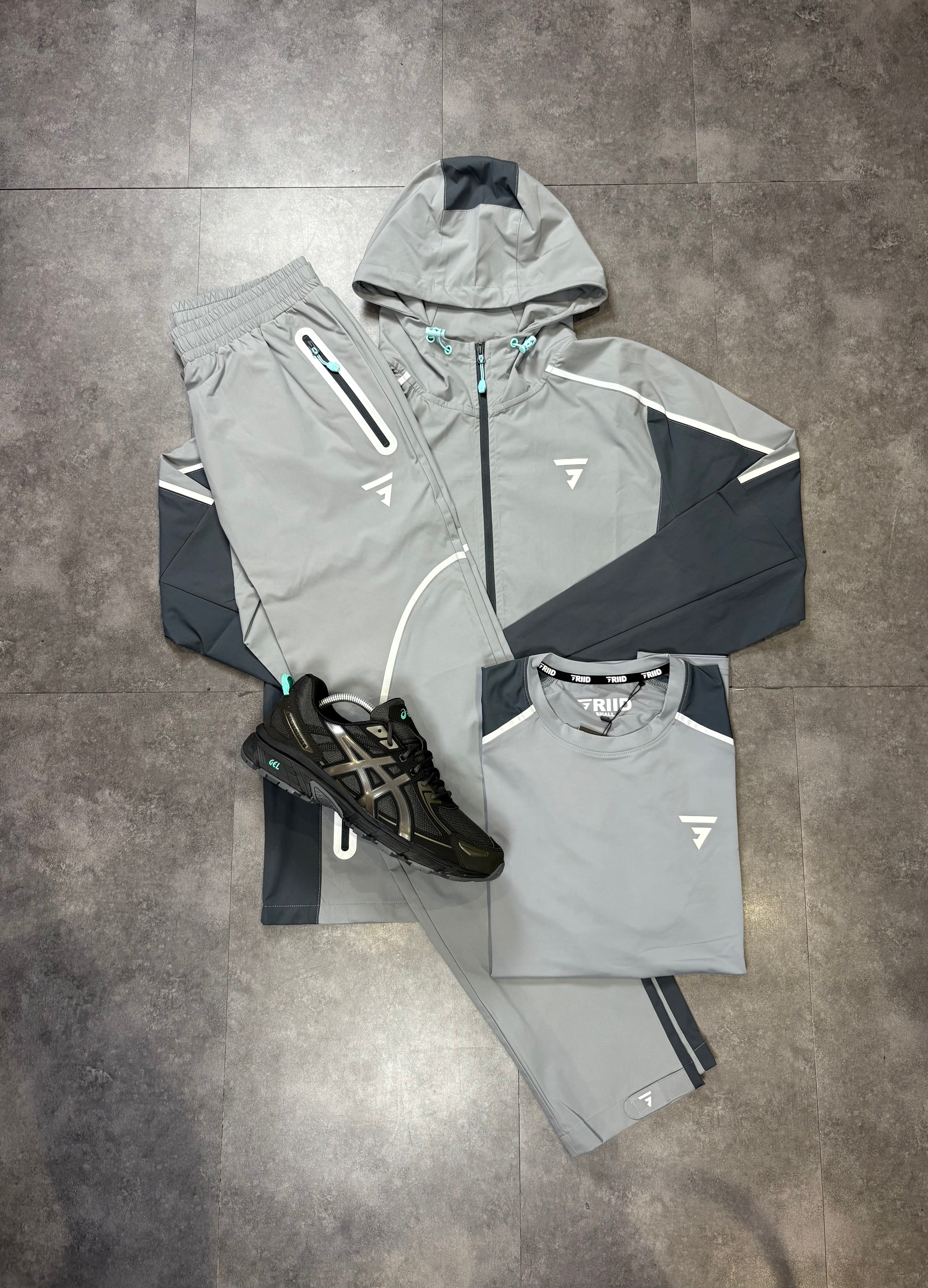 Griid Reflective tracksuit set "light grey/Aqua"