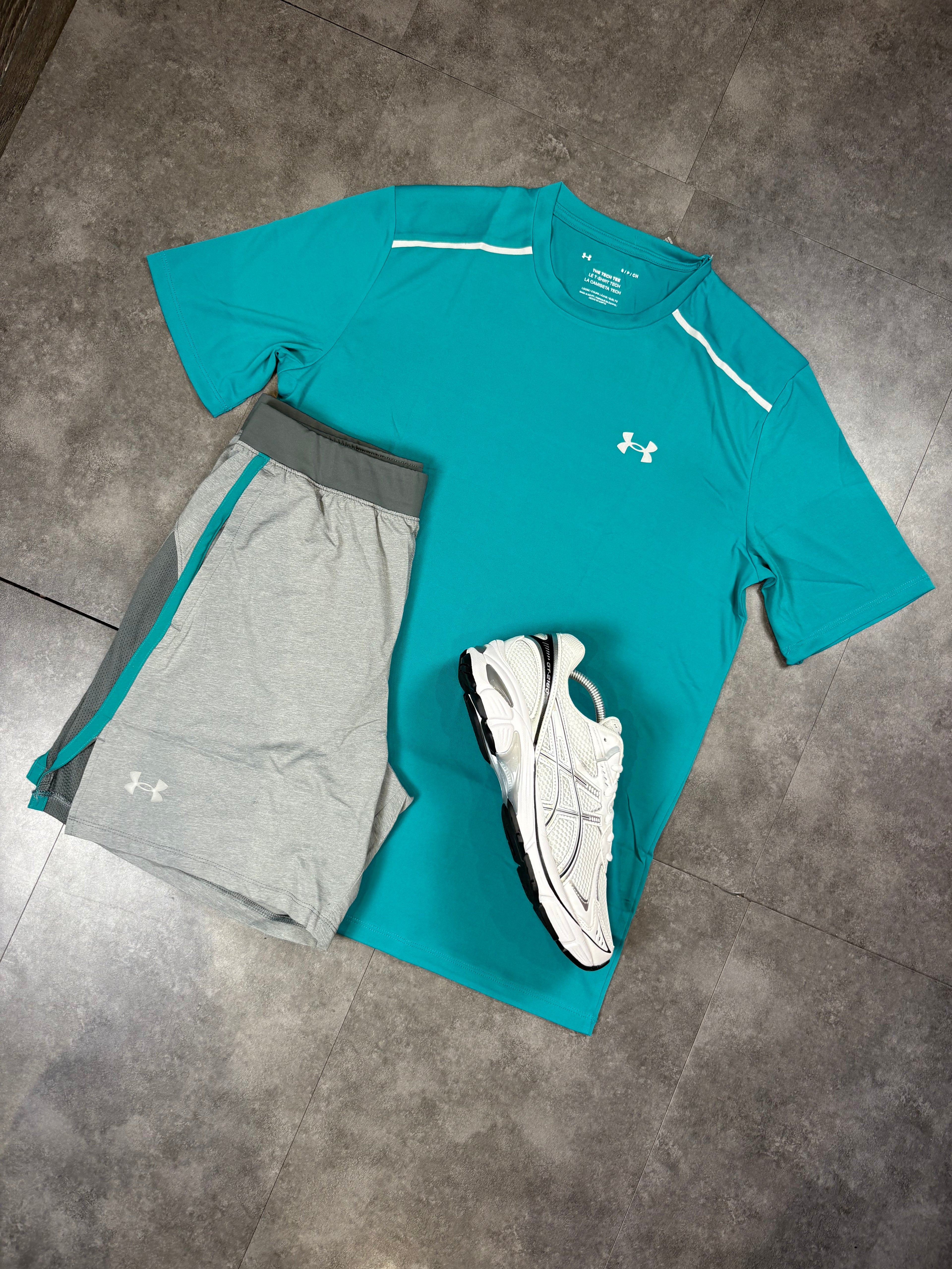 Mens tech reflective under armour set- Lagoon blue