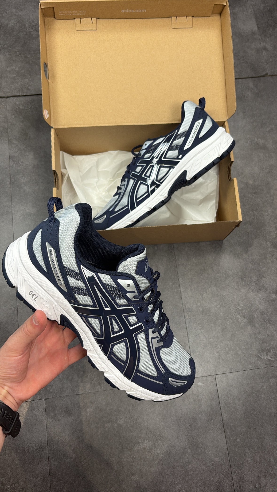ASICS gel venture 6 "navy/cement grey"