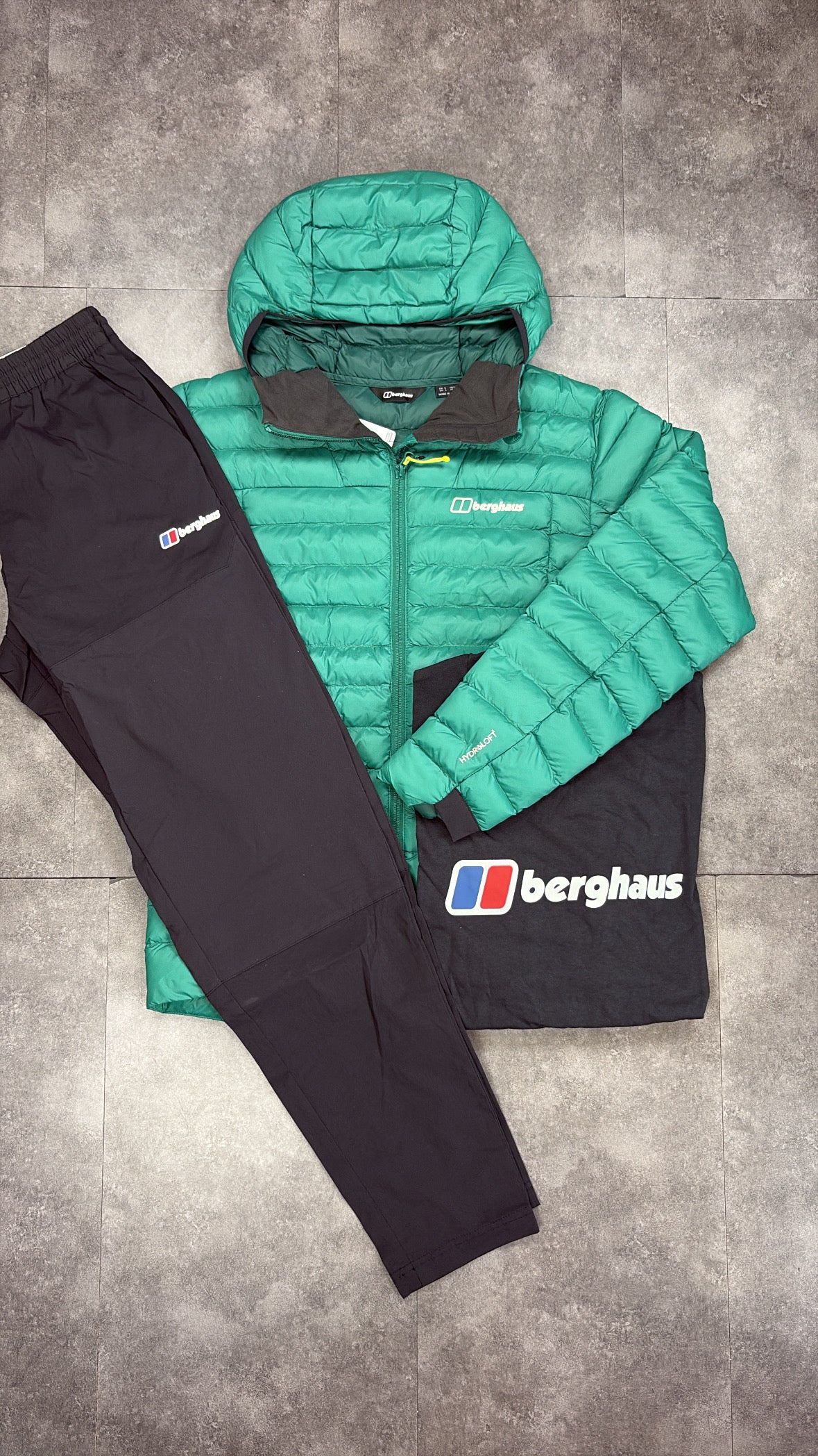 Berghaus puffer tracksuit set "dark green/Black"