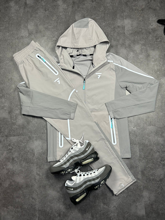 Light grey and baby blue griid tracksuit