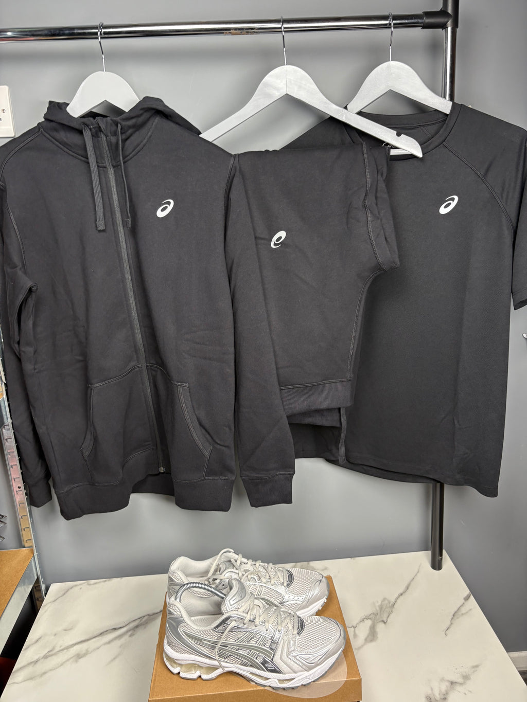 Cotton black asics 3 piece set