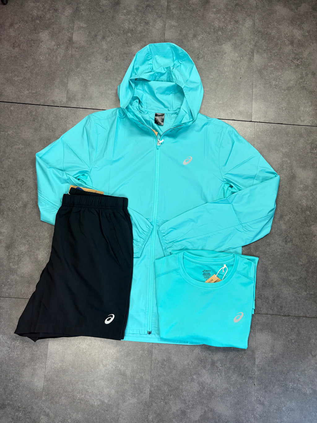 ASICS core short set "Aqua/black"