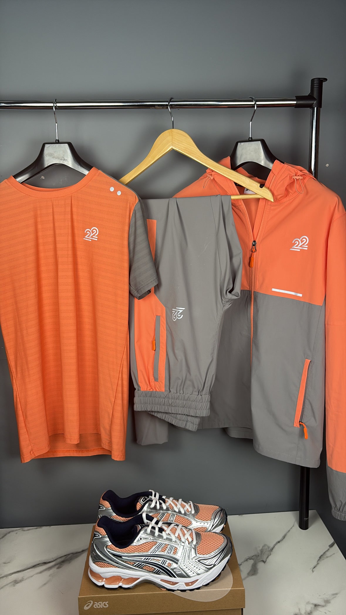 22Union Cuban Tracksuit inc tee "Orange/Grey"