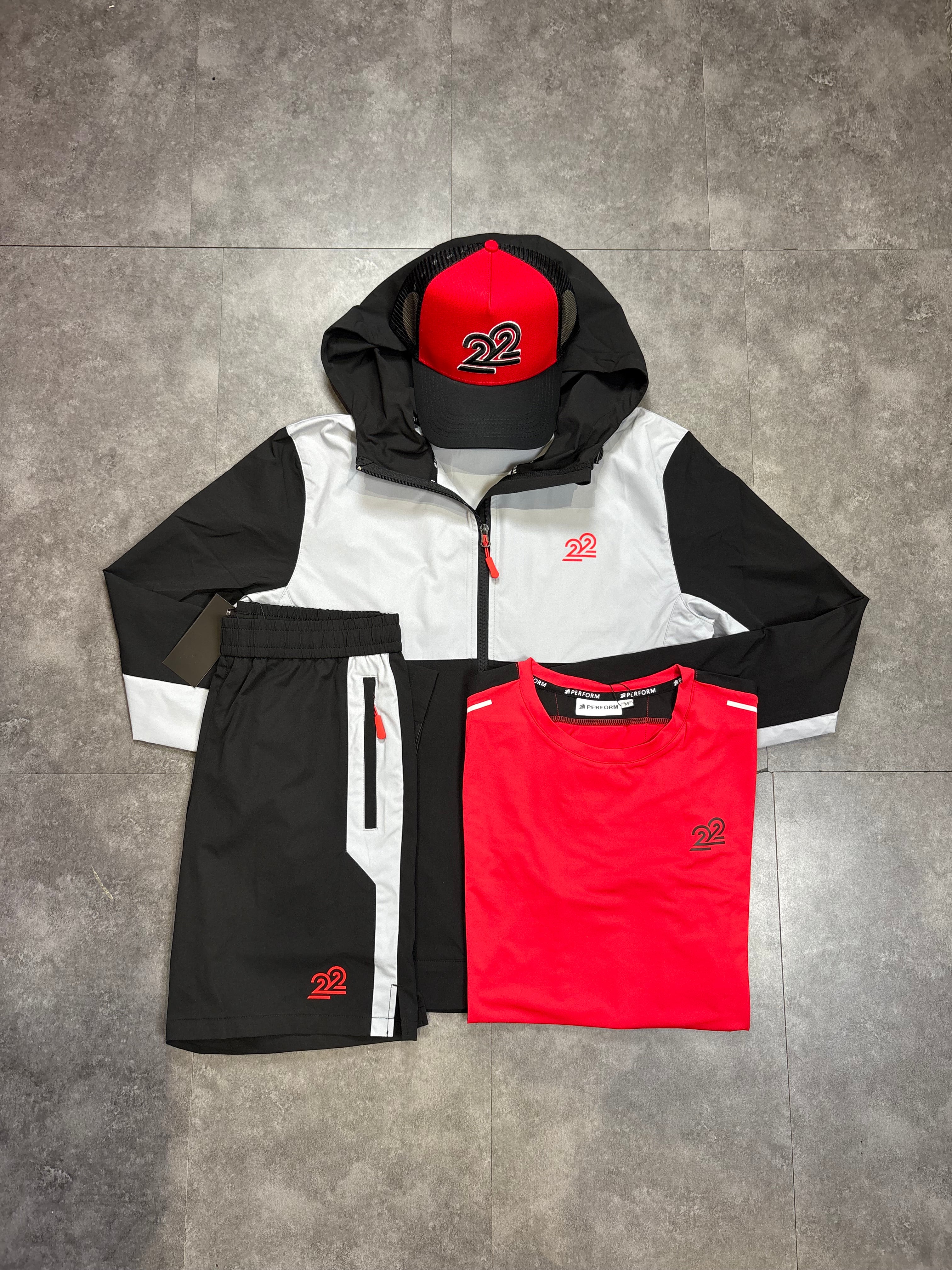 22Union Cuban short set "Red/Black"