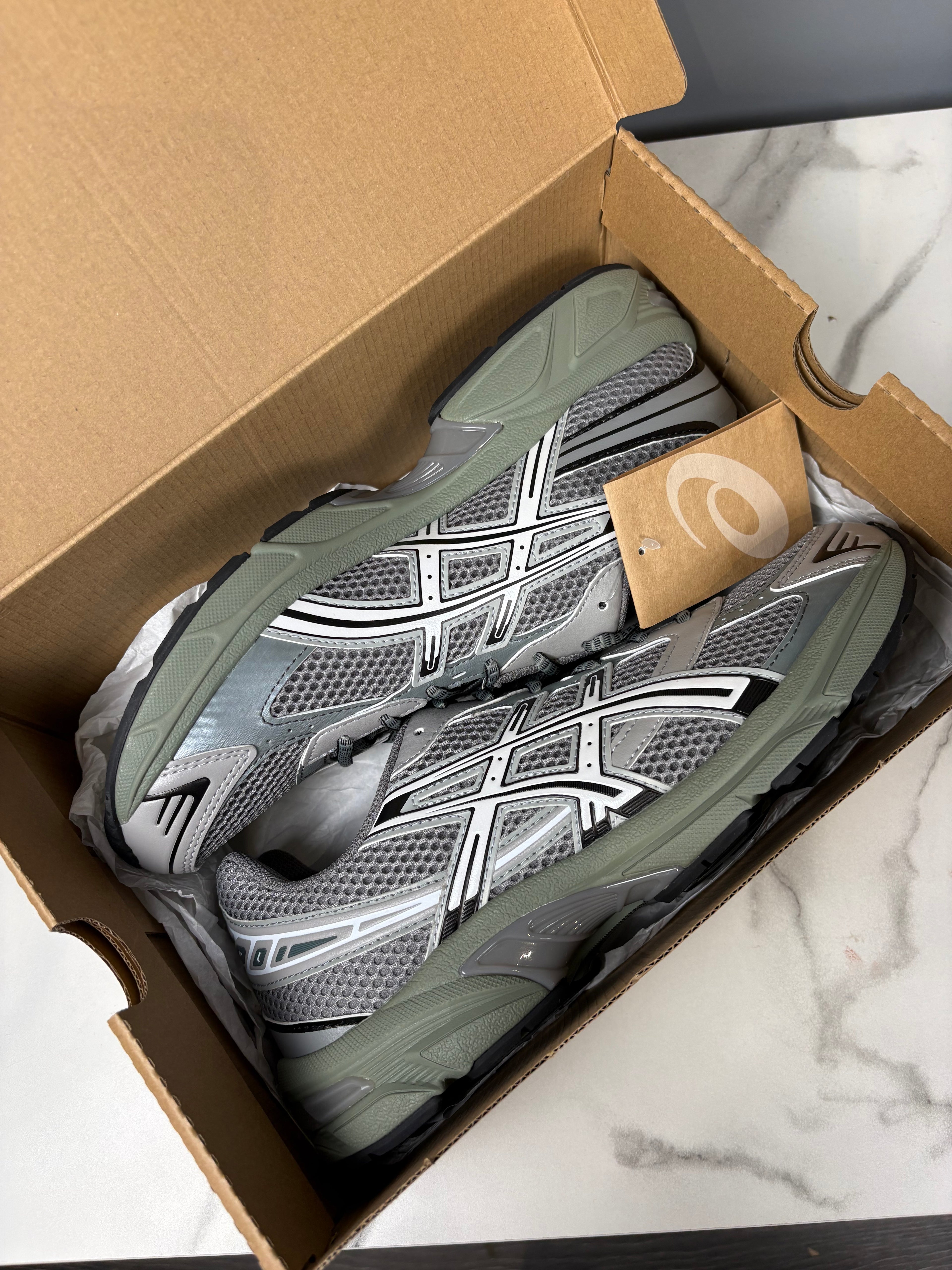 Mens khaki grey asics