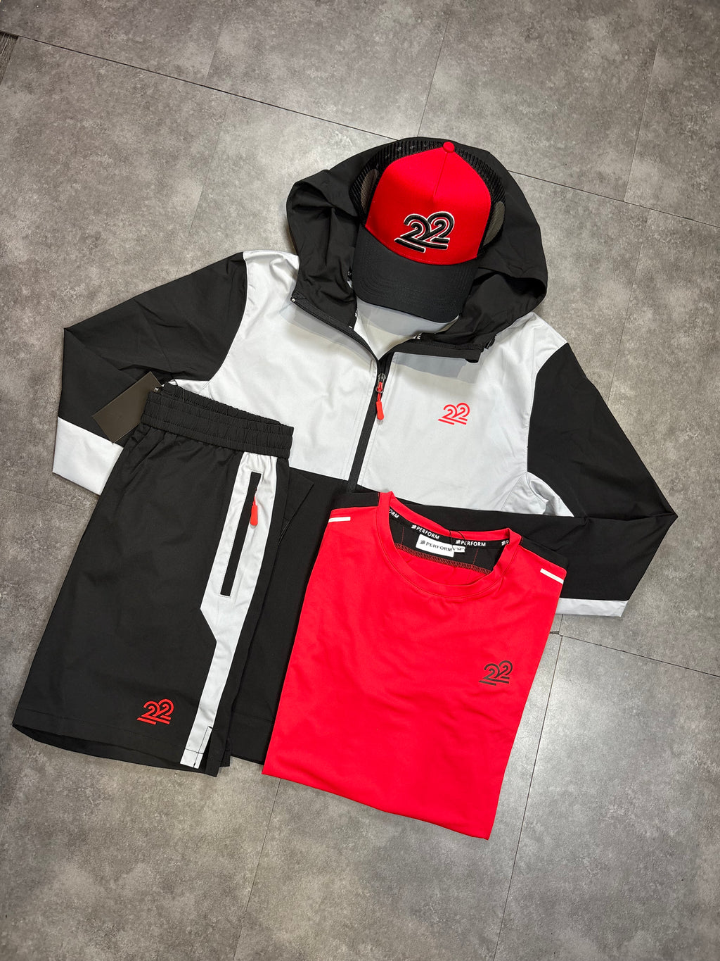 22Union Cuban short set "Red/Black"