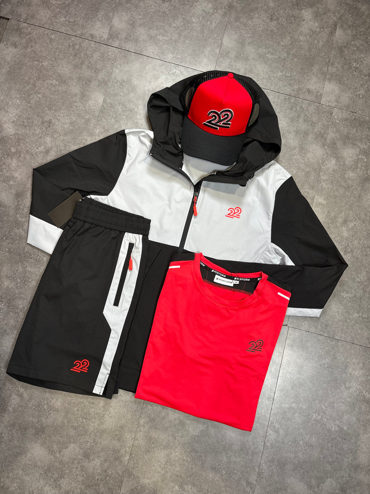 22Union Cuban short set "Red/Black"