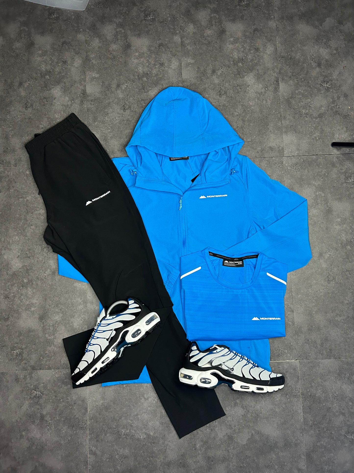 Mens Blue Woven Monterrain tracksuit inc tee