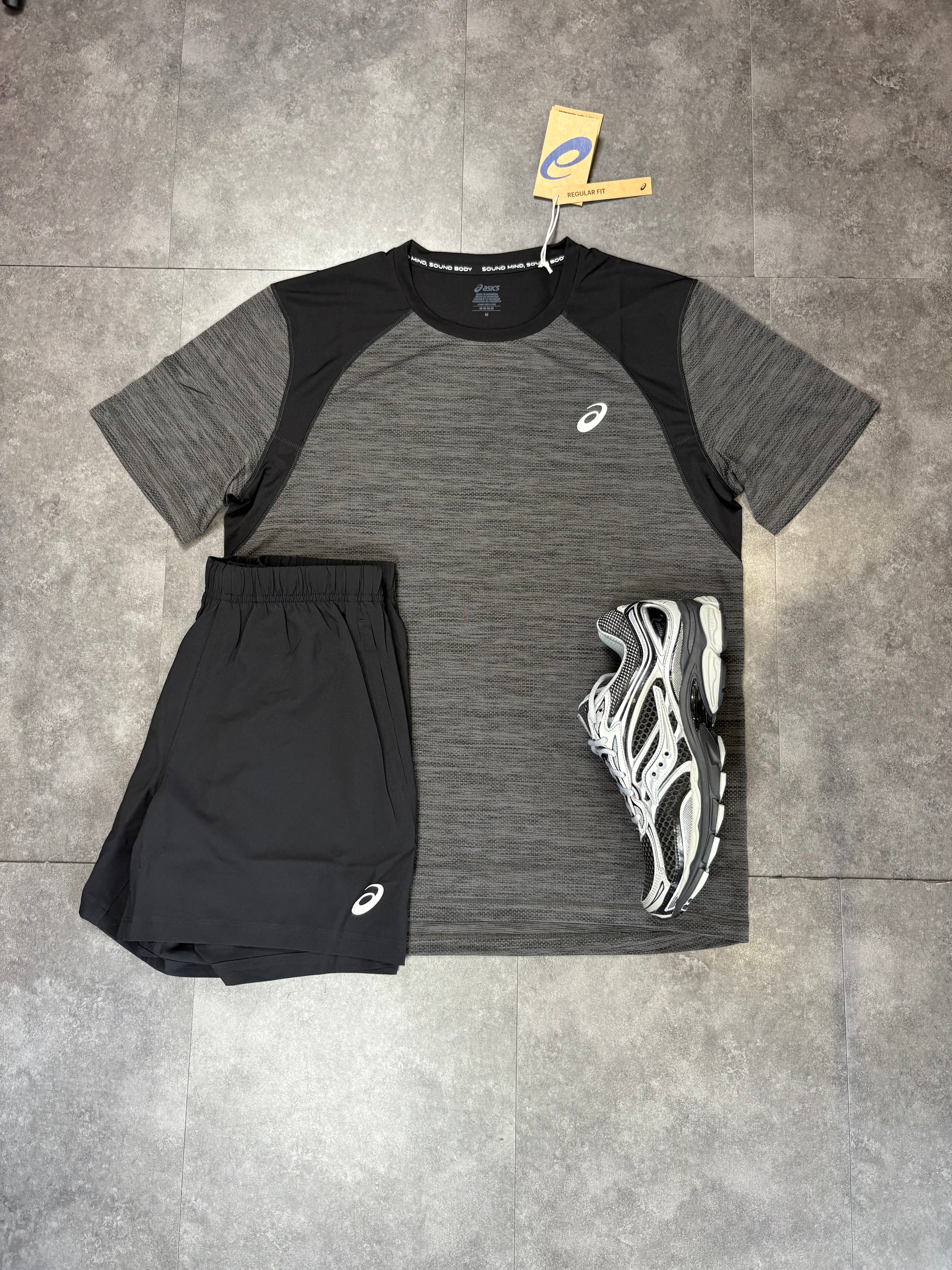 ASICS road short set "black/grey"