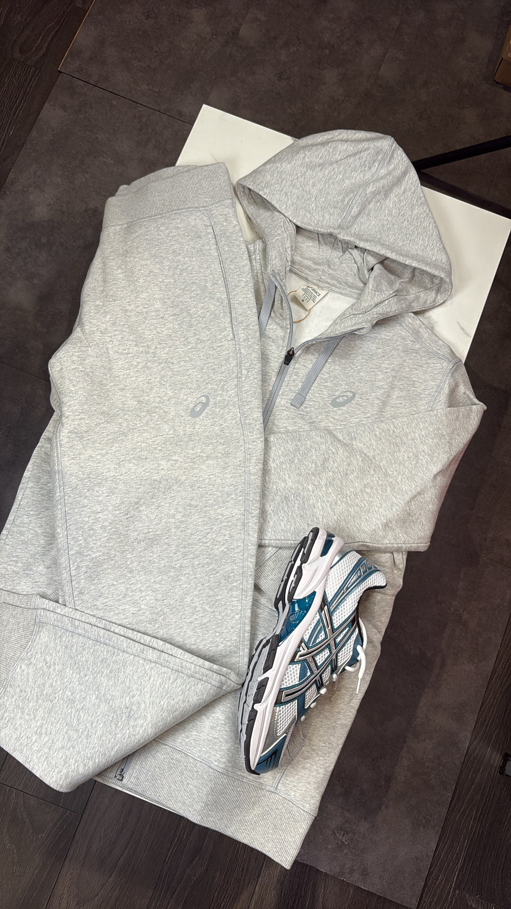 Mens grey asics fleece set