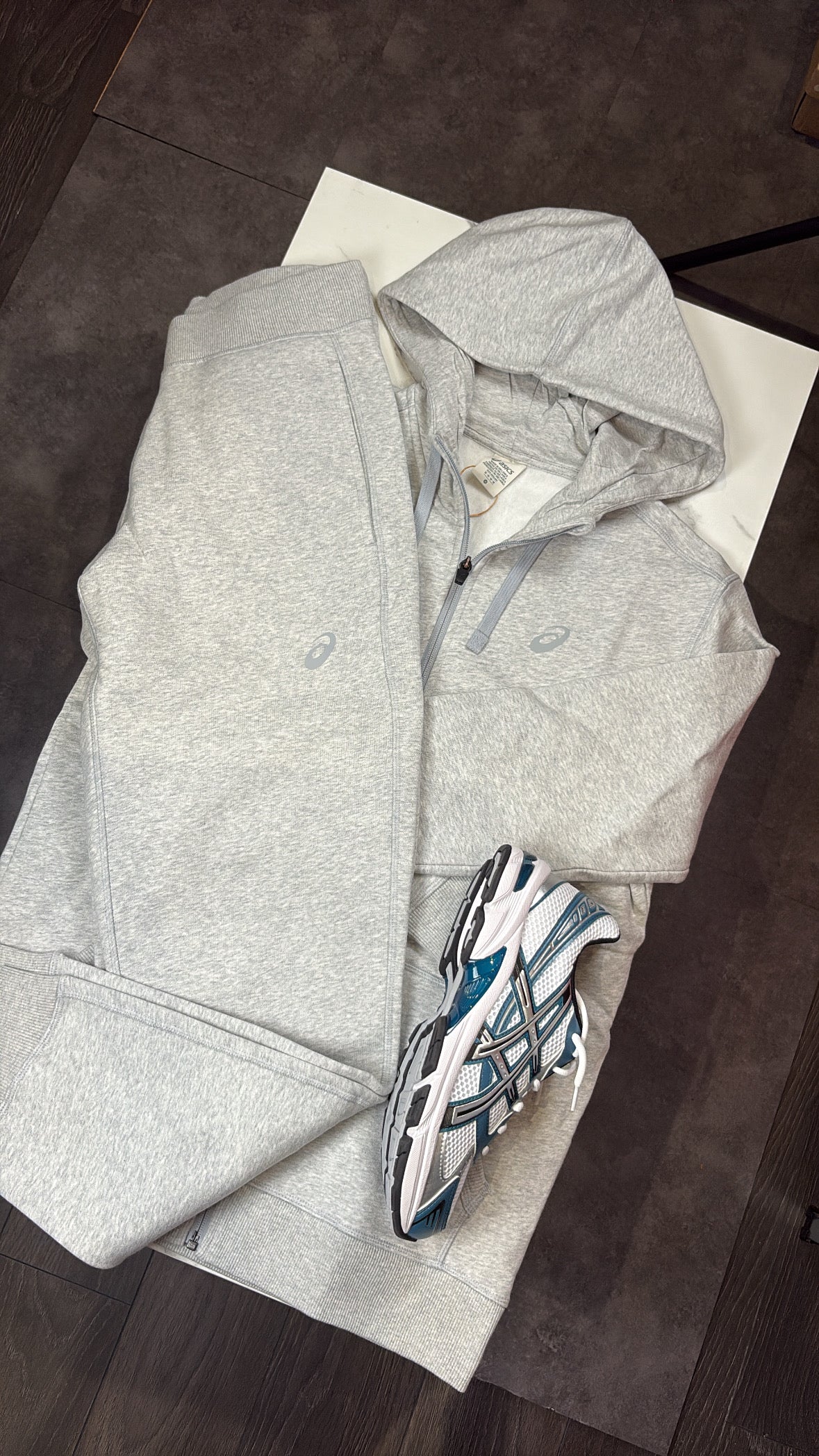 Mens grey asics fleece set