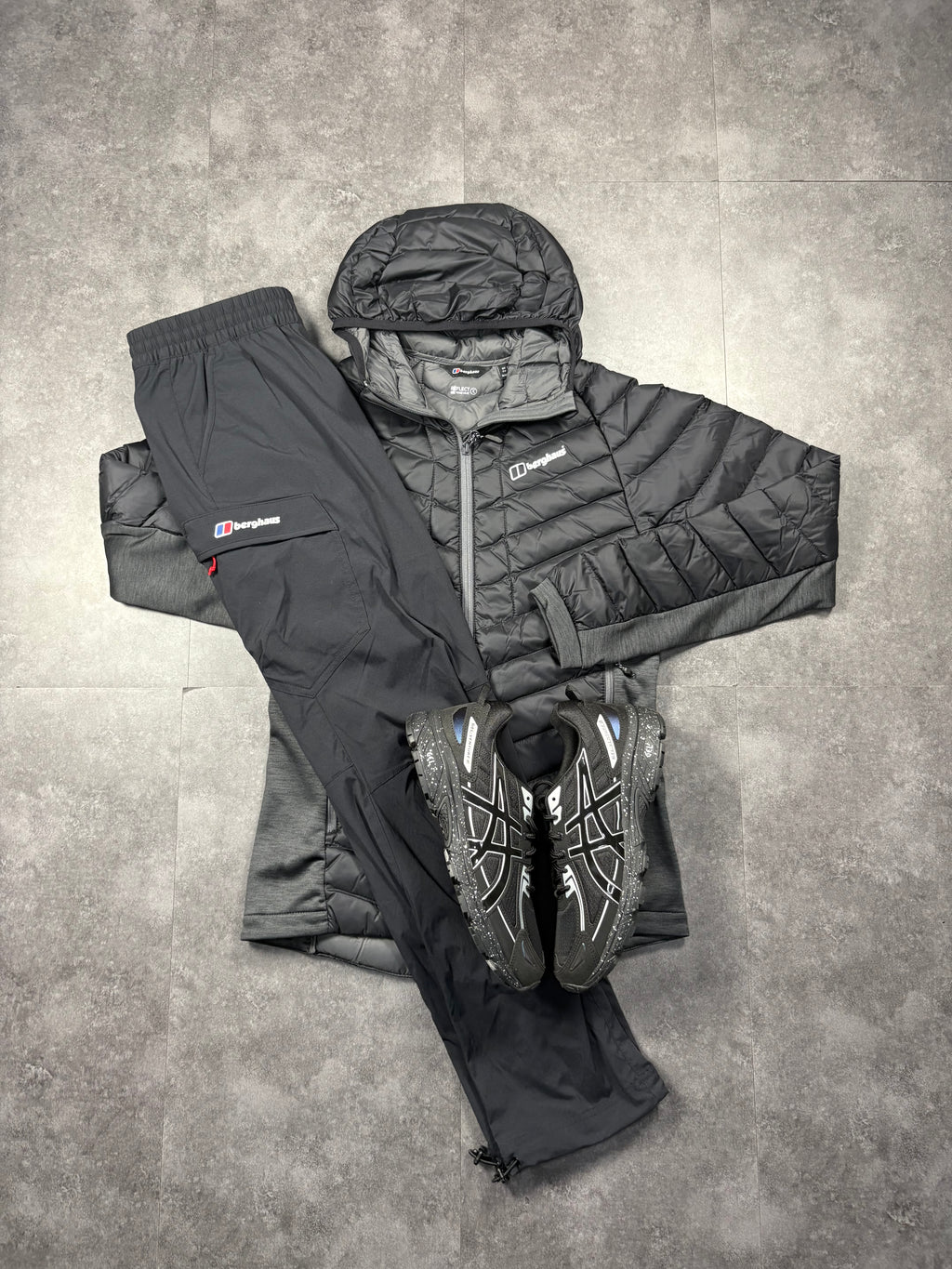 Mens charcoal berghaus puffer set
