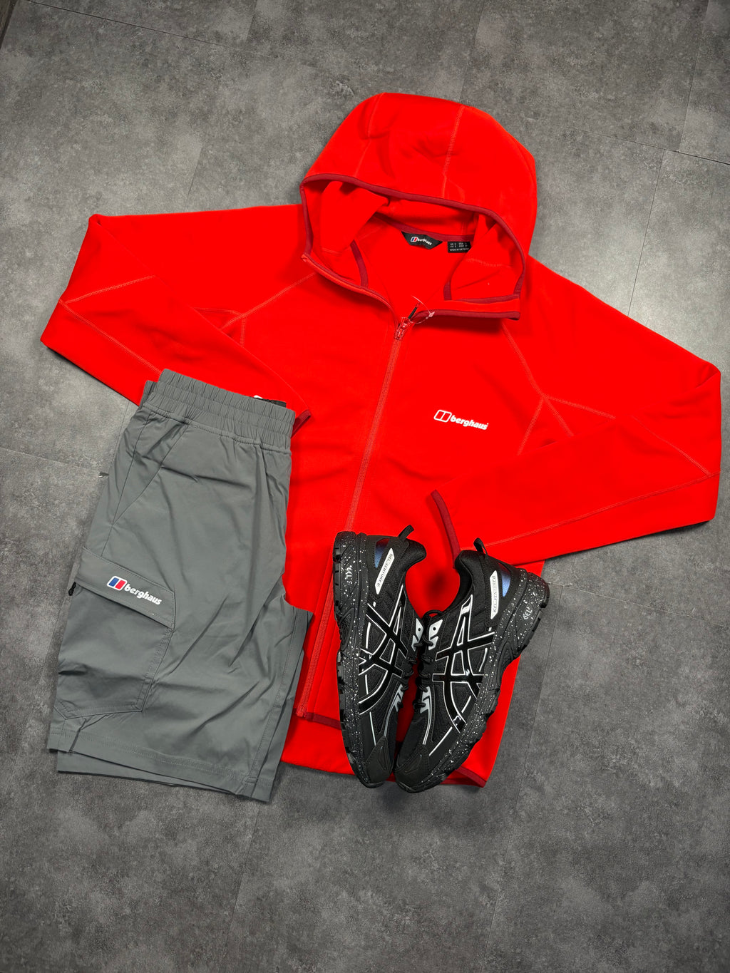 Red and grey Berghaus short set