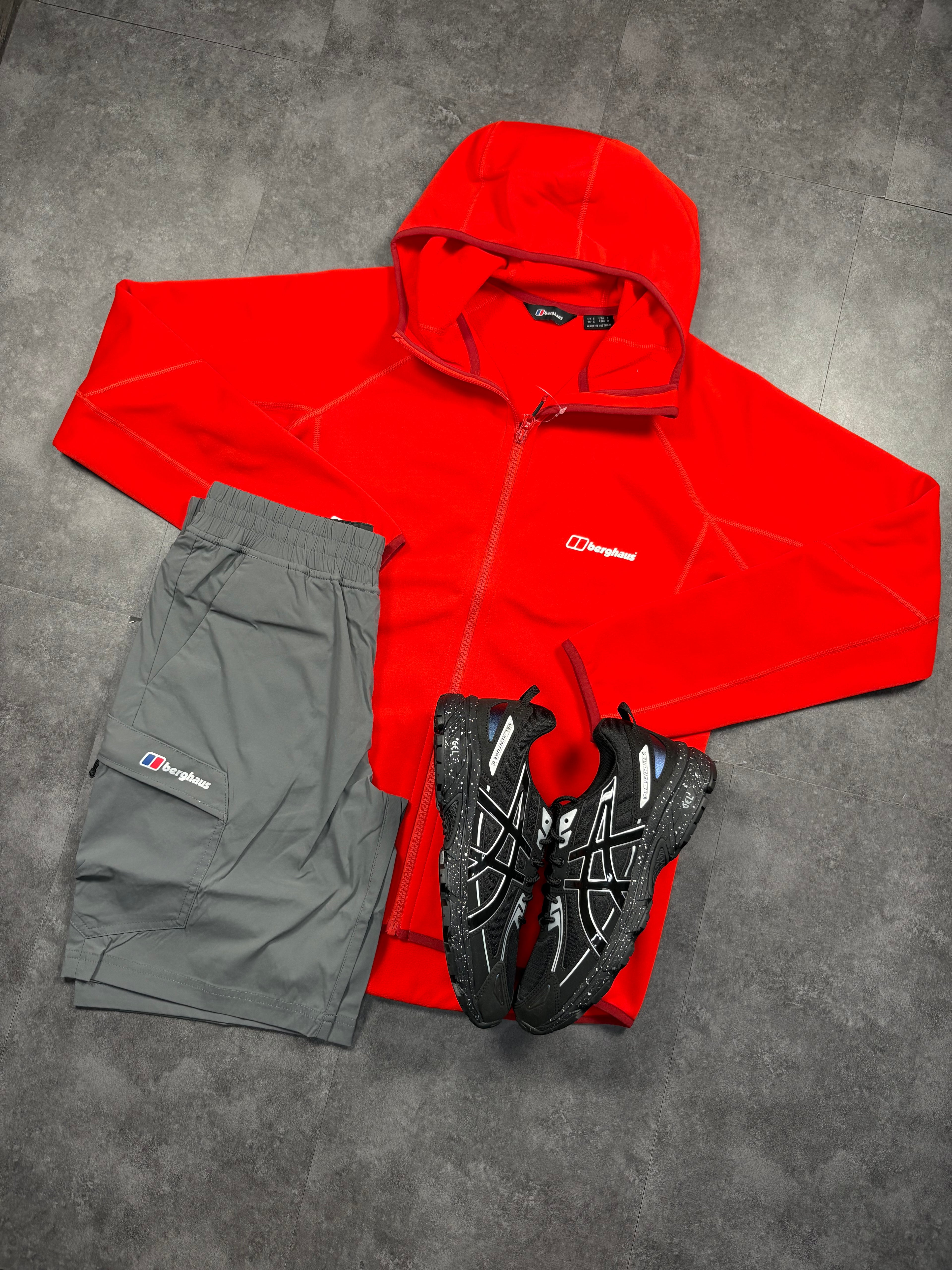 Red and grey Berghaus short set
