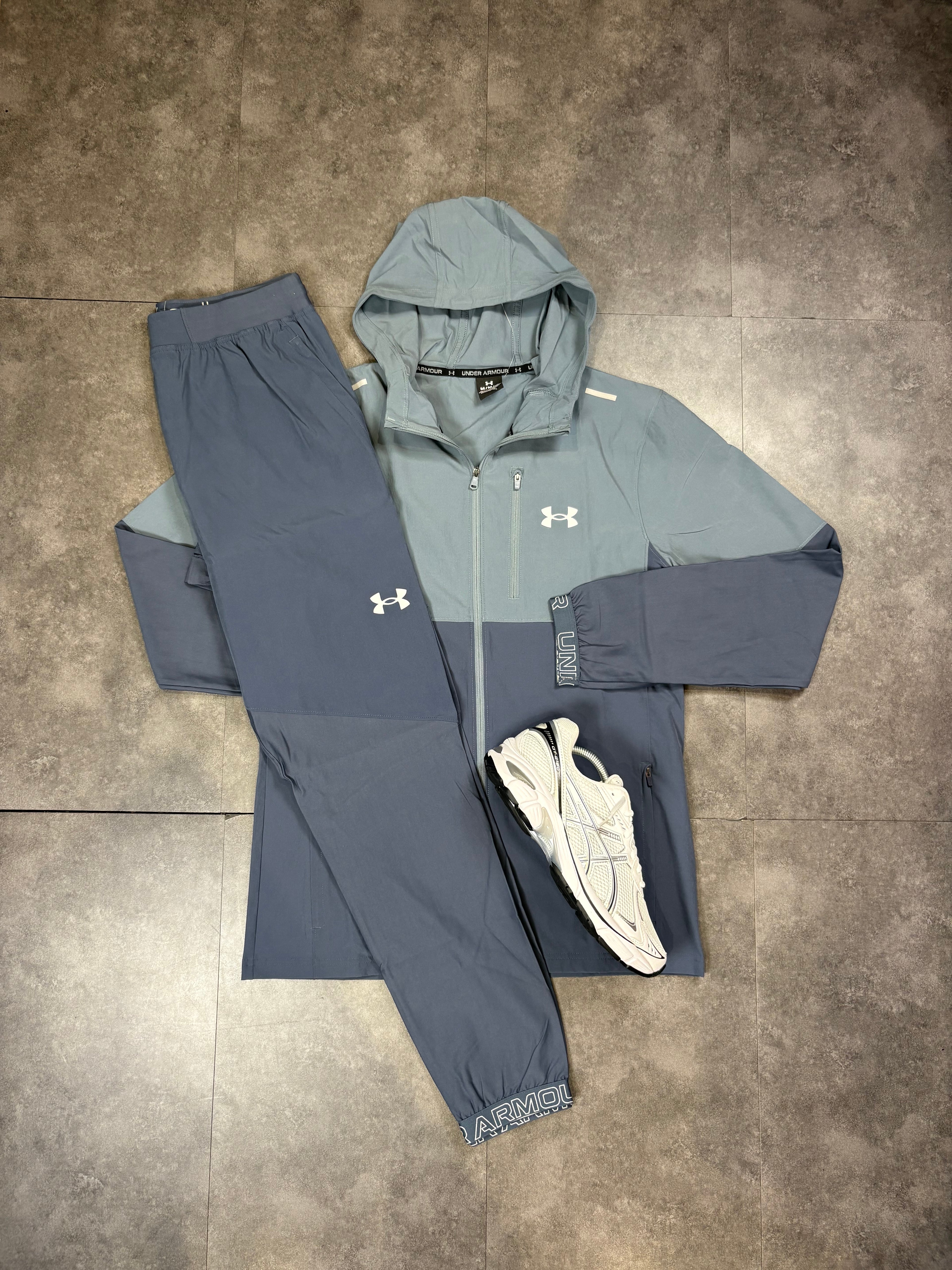 Mens woven under armour set-steel blue
