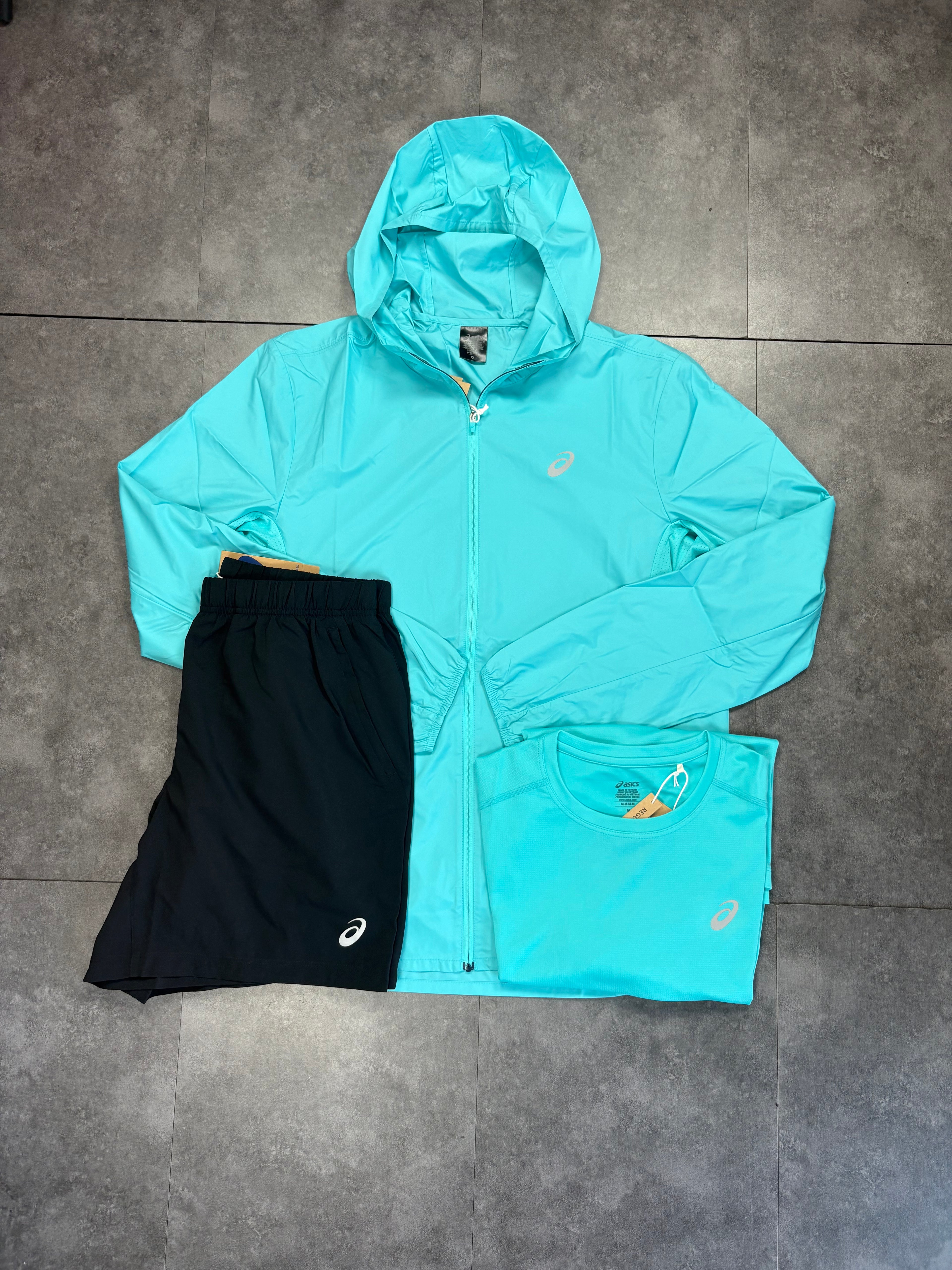 ASICS core short set "Aqua/black"