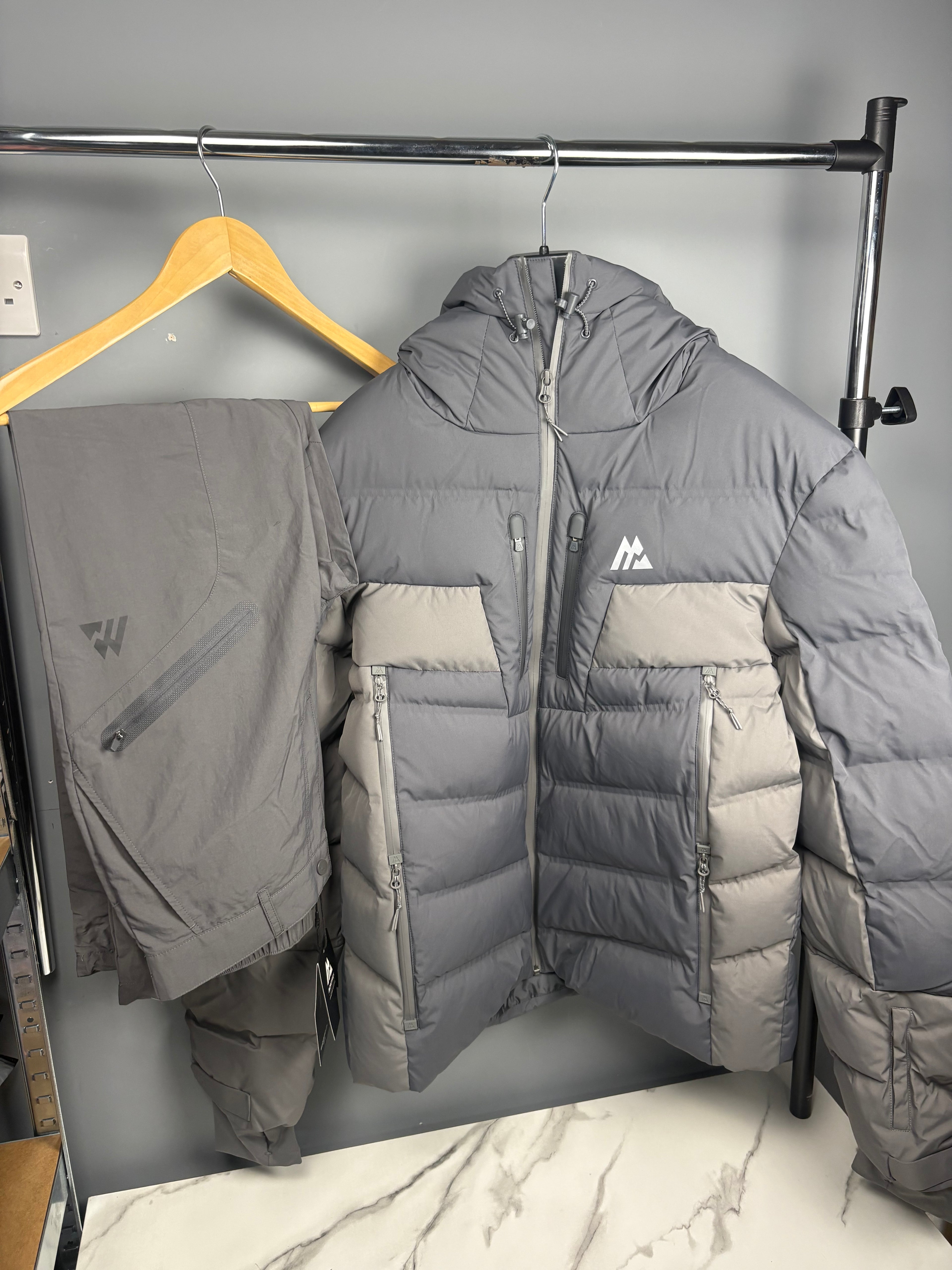 Heavy grey/light grey montirex puffer coat