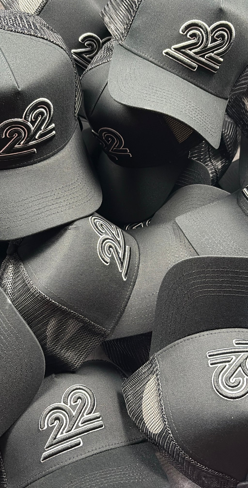 Black and white 22Union Trucker cap