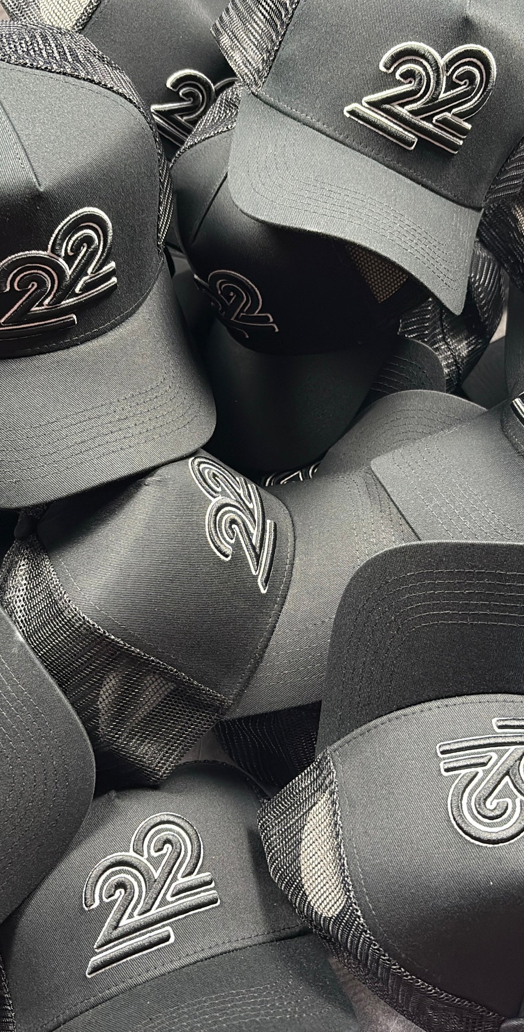 Black and white 22Union Trucker cap