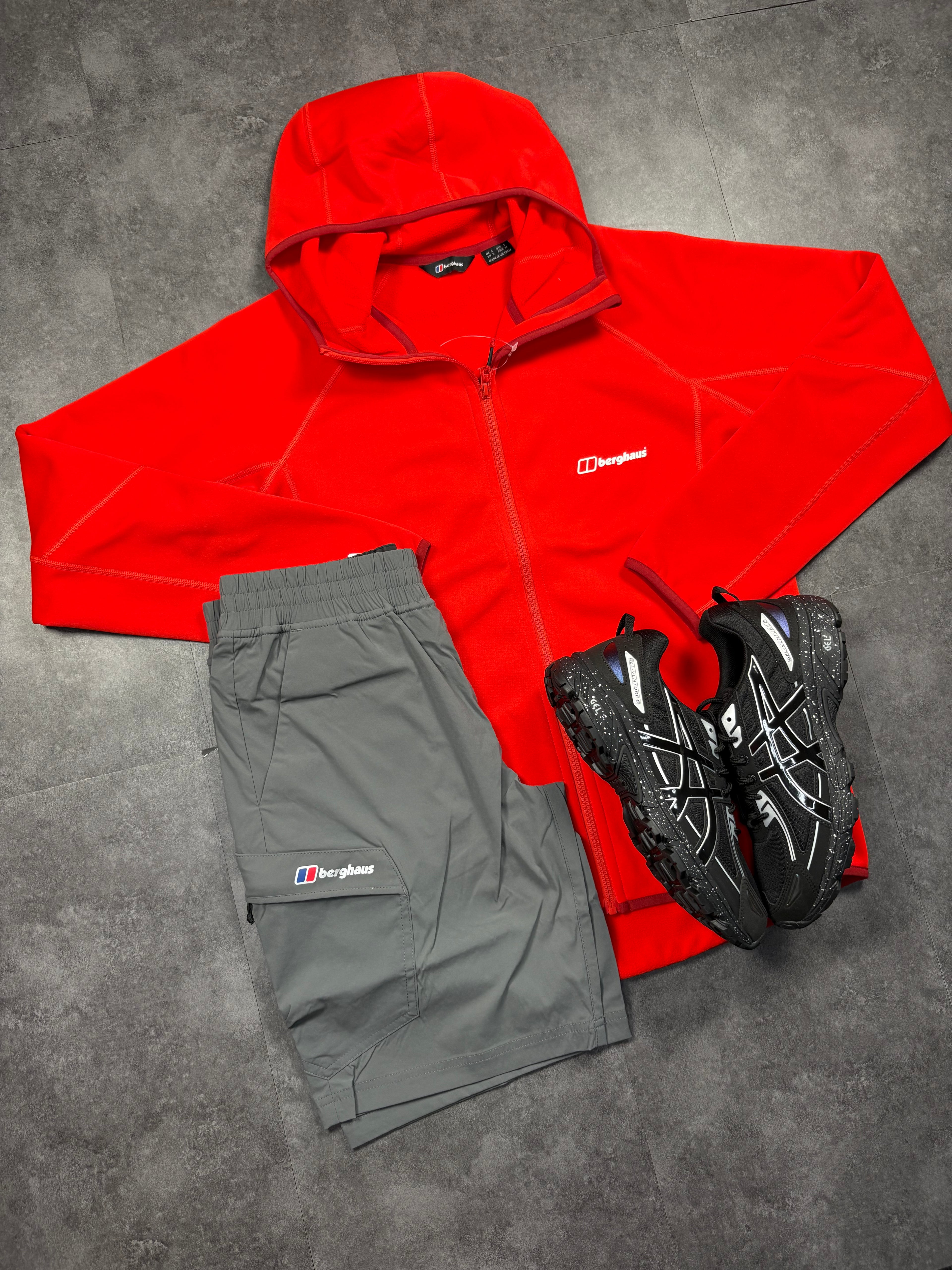 Red and grey Berghaus short set