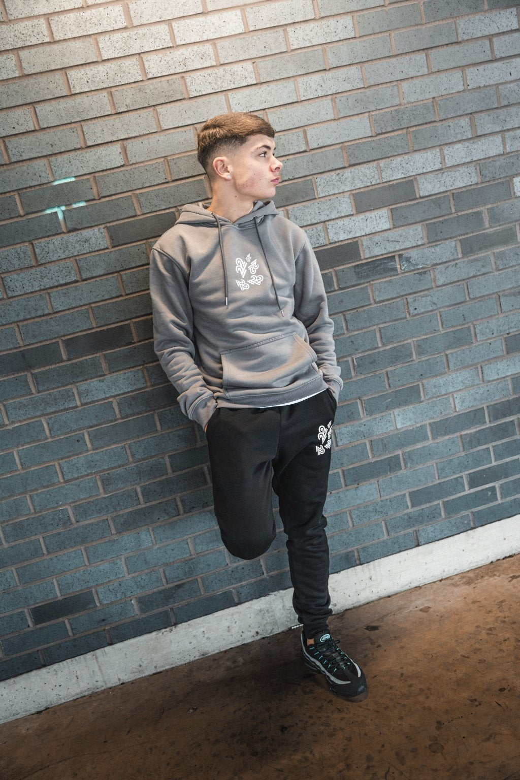 22UNION stealth black and wolf grey hoodie set Inc tee