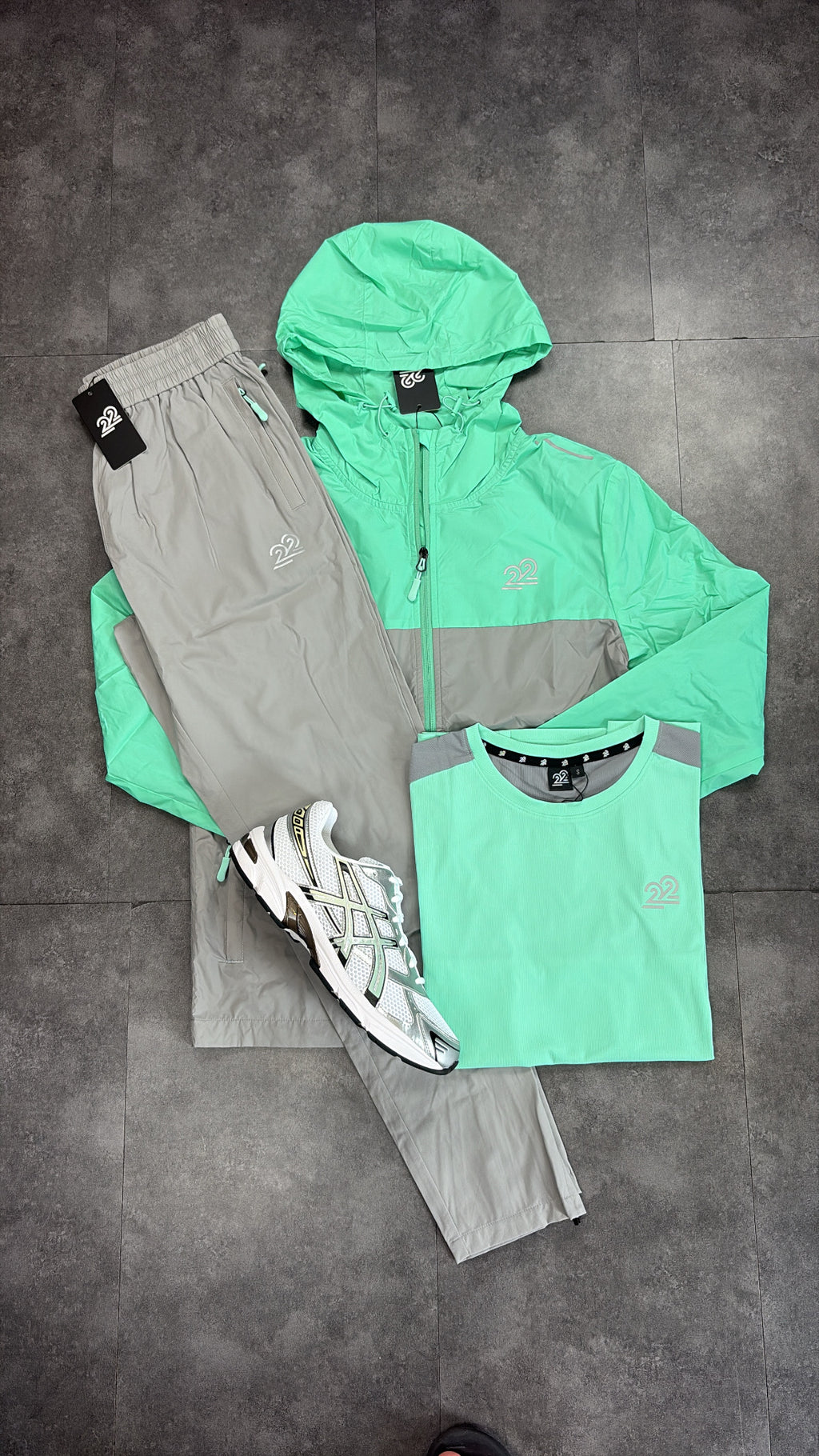 22Union windbreaker tracksuit "mint/light grey"
