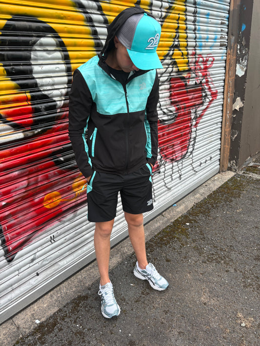 22PERFORM Black Aqua Block set 3 piece Inc tee