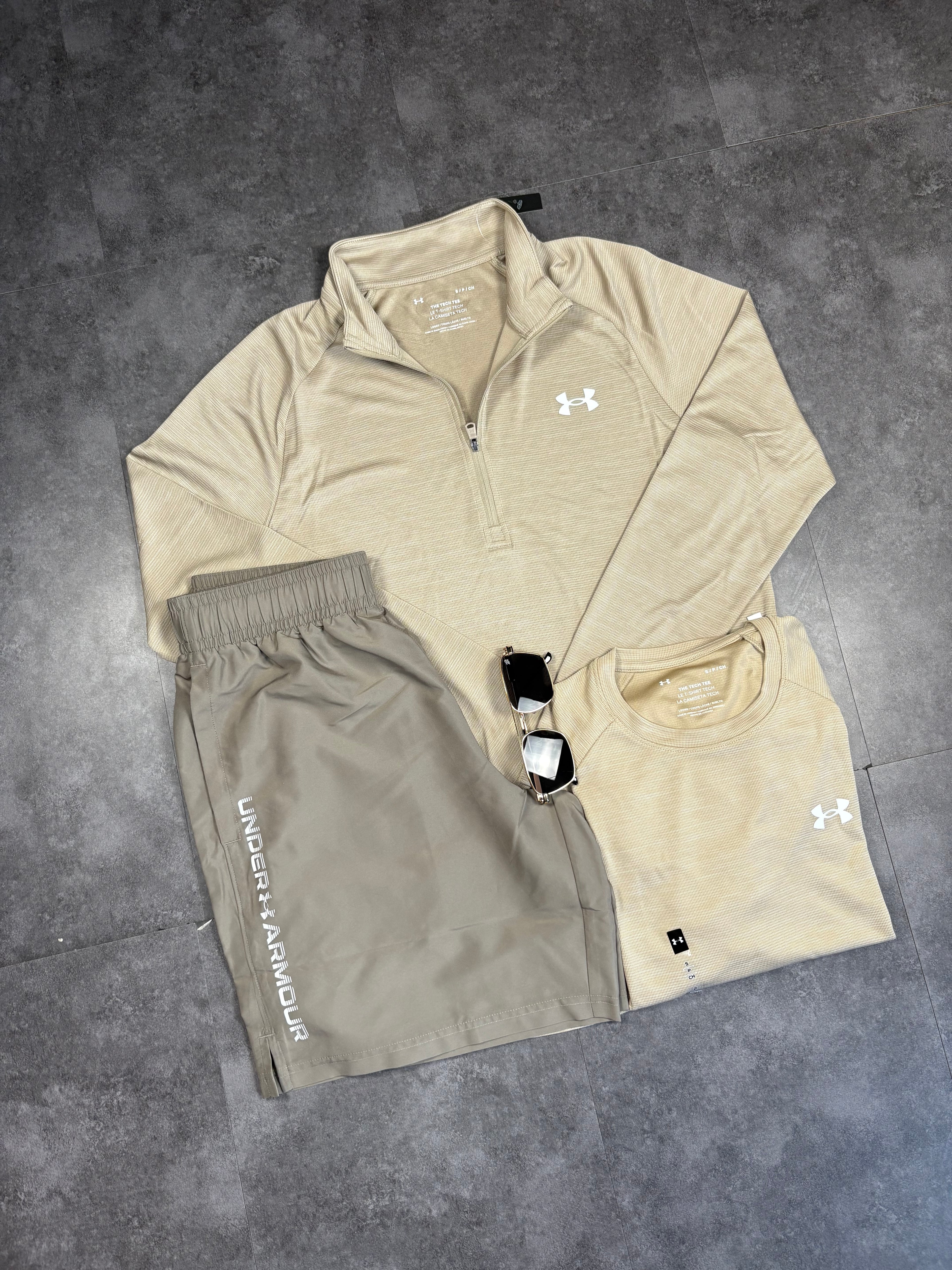 Mens beige under armour 3 piece set